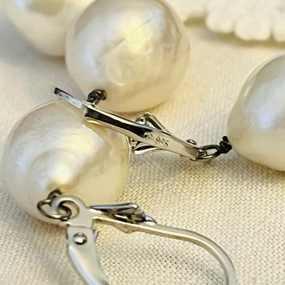 Sterling Silver and Freshwater Pearl Drop Earrings - Picture 4 of 4